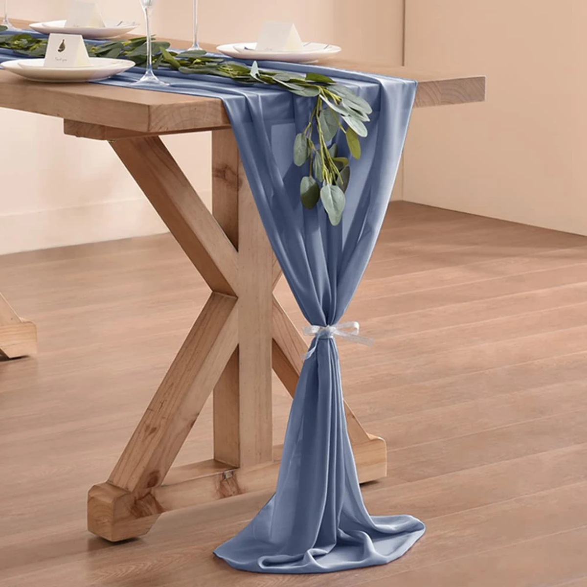 30x300cm Semi-Sheer Chiffon Table Runner Silk Gauze Table Decor Birthday Wedding Home Table Cover Setting Dining Table Decor