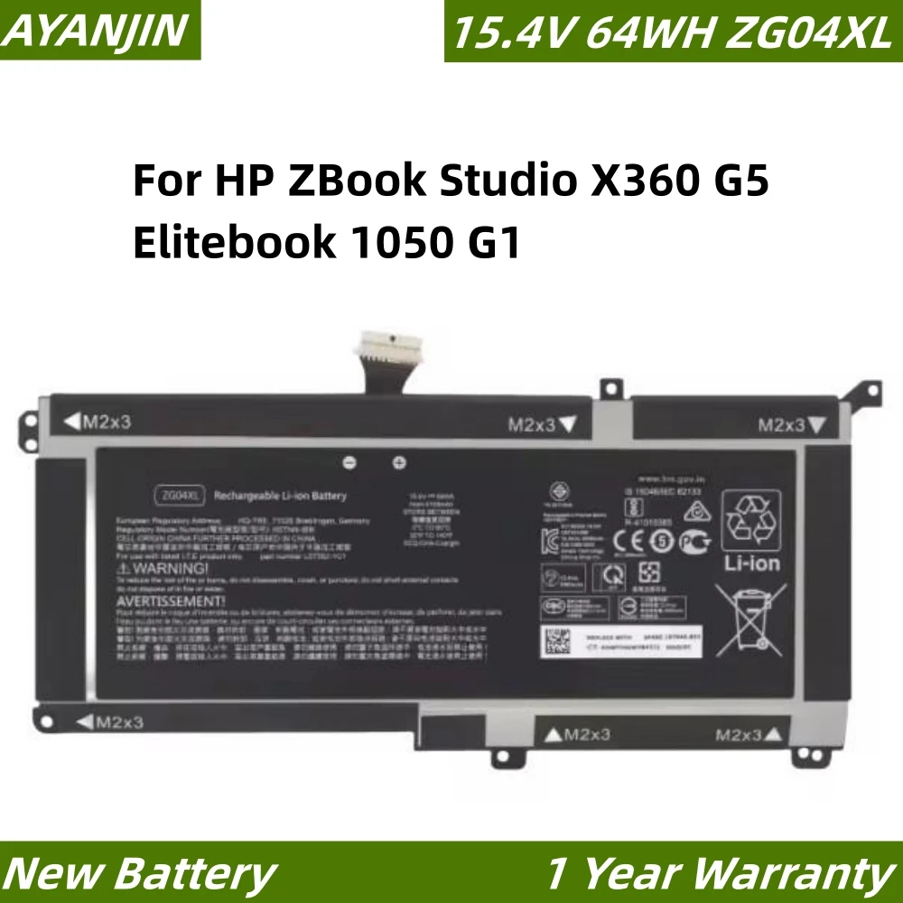 ZG04XL 15.4V 64Wh/4155mAh Laptop Battery For HP ZBook Studio X360 G5 Elitebook 1050 G1 Series HSTNN-IB8I L07046-855 L07352-1C1