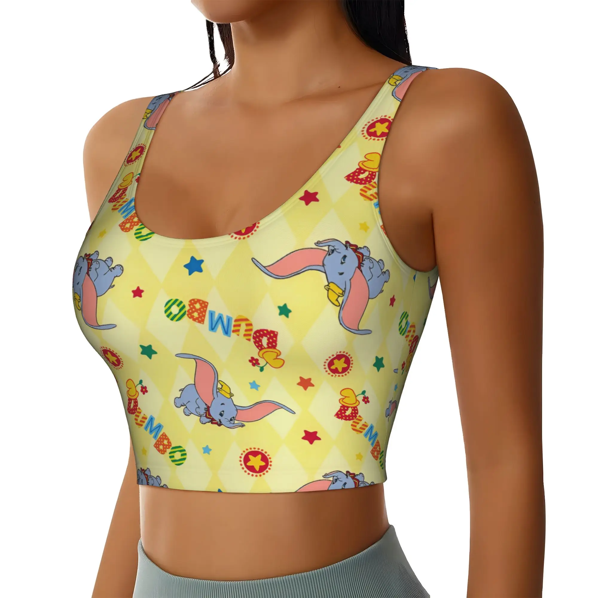 Custom D-Dumboes High Impact Sports Bras Women Anime Elephant Seamless Workout Yoga Crop Tank Tops