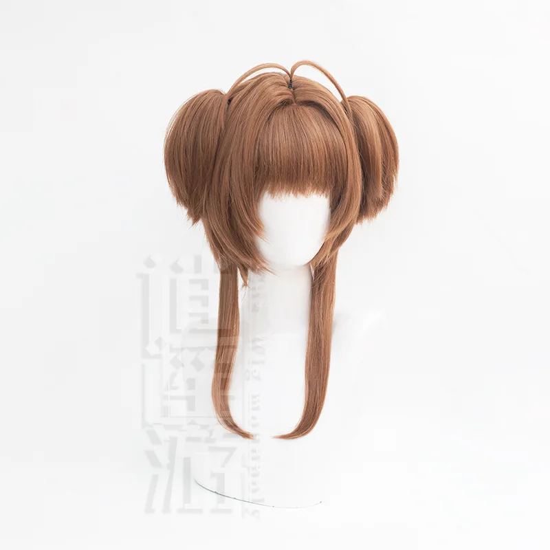 Cardcaptor Sakura Kinomoto Sakura Cosplay Wig Tiger Clip Twin Tails Bangs Halloween Gift