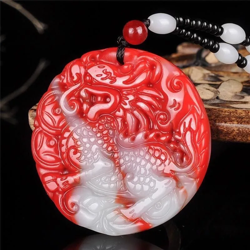 

Kirin Pendant, Men's and Women's Chicken Blood Jade Pendant, Necklace, Jade Brand Sweater Chain, Popular Retro Style