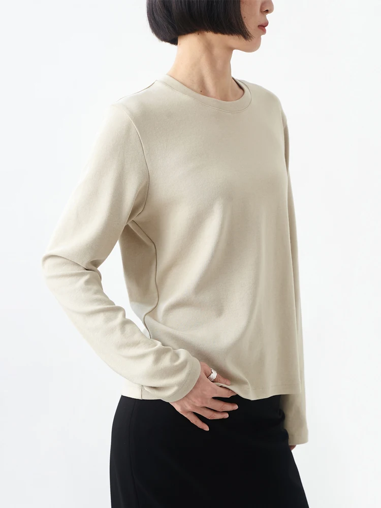 

Облегающая трикотажная женская футболка Long Sve, хлопковый базовый слой, четырехцветный дизайн Fi, осень-зима, новый Sle, чистый цвет