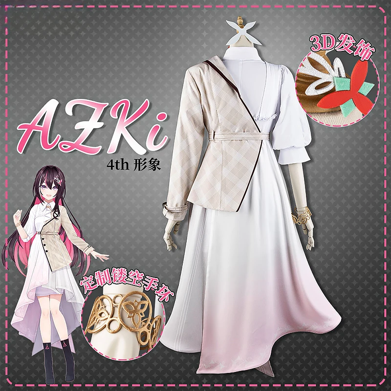 Anime Hololive Virtual YouTuber AZKi Cosplay Costume SorAZShotgun Powder Wig Dress Uniform Full Set Woman Sexy Carnival Suit