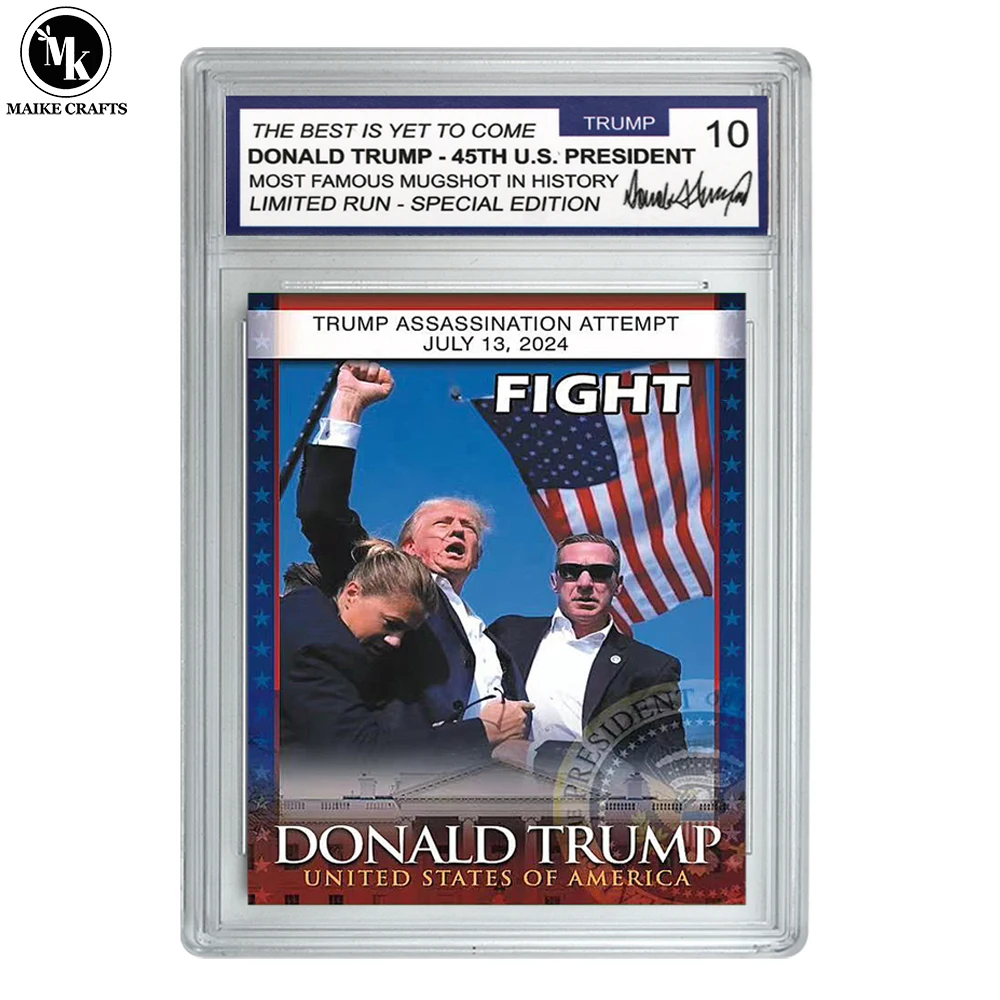 2024 US President Donald Trump Assassination Failure Rating Card FIGHT Collectible Card Supporter Fan Commemorative Gift