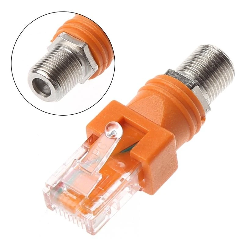  F Female to RJ45 Male Coaxial Hollow Coupler Adapter RJ45 to RF Connector Conver