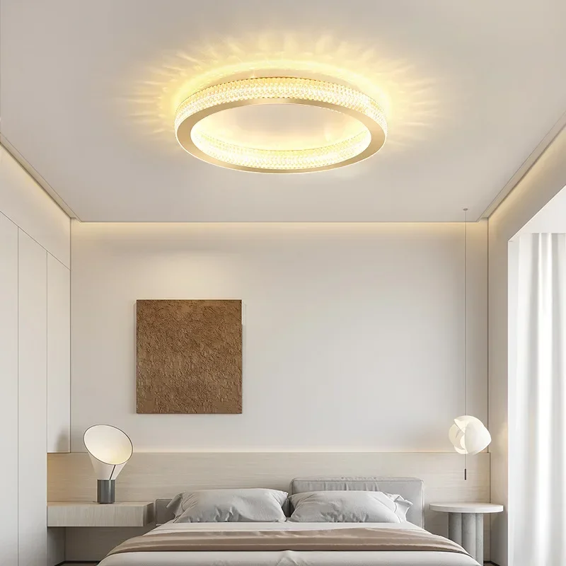 Nordic Modern Minimalist Bedroom Round Crystal Ceiling Lamp Luxury Master  Led Warm Indoor Lighting For Home image 4
