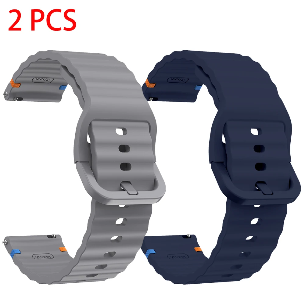 2pcs Wave Watch Strap for huawei watch 4/GT 5 4 3 2 Pro 22mm 20mm Sport Silicone Bracelet for Samsung Galaxy Watch 7 FE 6 5 Band