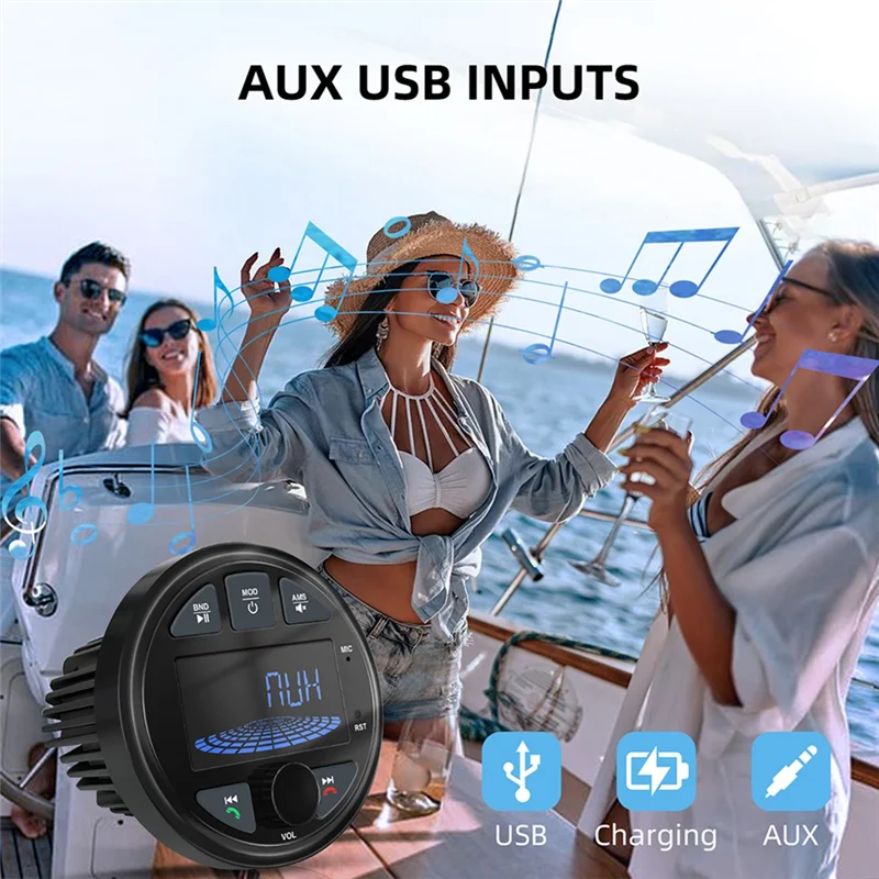 Marine Stereo MP3 Boat Radio Media Player Waterproof Bluetooth Audio FM AM Fit For Harvesters ATV UTV SPA RZR