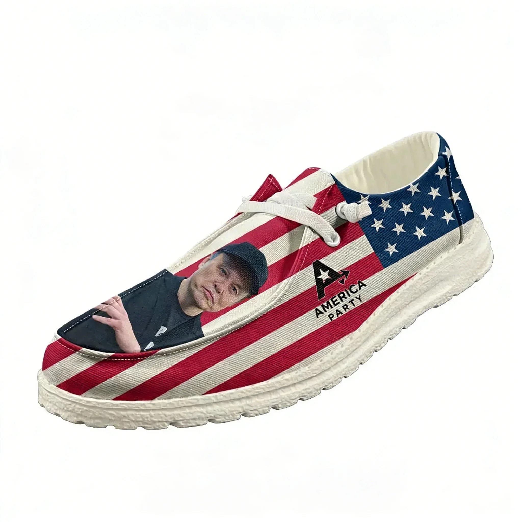 

America Party Loafers Men Woman Youth Casual Shoes Elon Musk Lightweight Flat Footwear Outdoor Daily Work Custom Made Shoe White