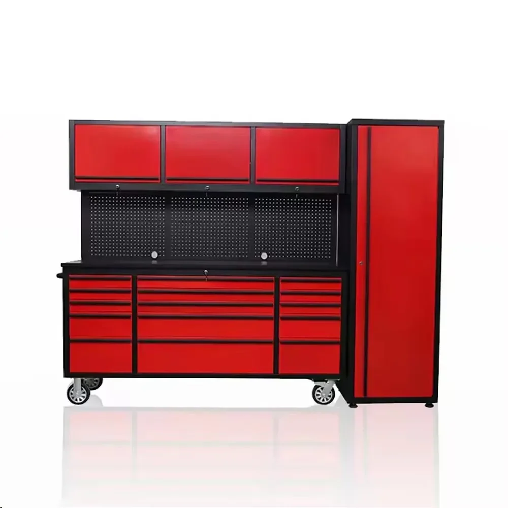 Luxury 72inch Cool To The Touch 430 Stainless Steel Tool Cabinet Antibacterial Workbench with Storage for Workshop Auto Repair