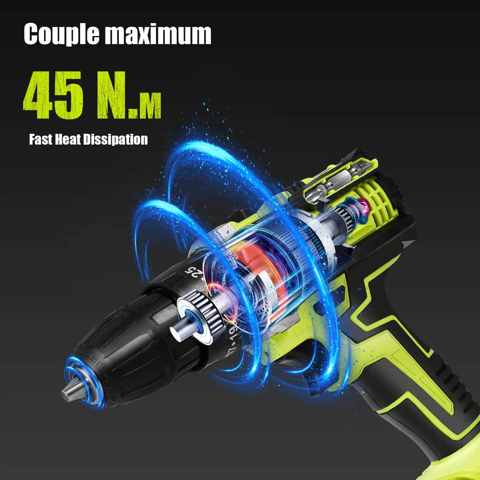 Taladro atornillador inalámbrico de 21 V, 1500 rpm, de alta velocidad, con batería recargable, para uso doméstico, herramientas eléctricas