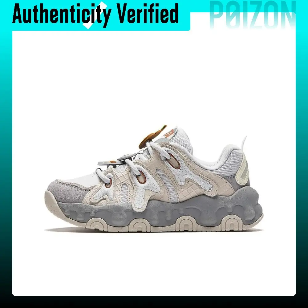 Anta Milkshake Synthetic Leather Breathable, Abrasion Resistant, Lightweight Low top Casual Shoes Women's Beige Gray 122448859-3