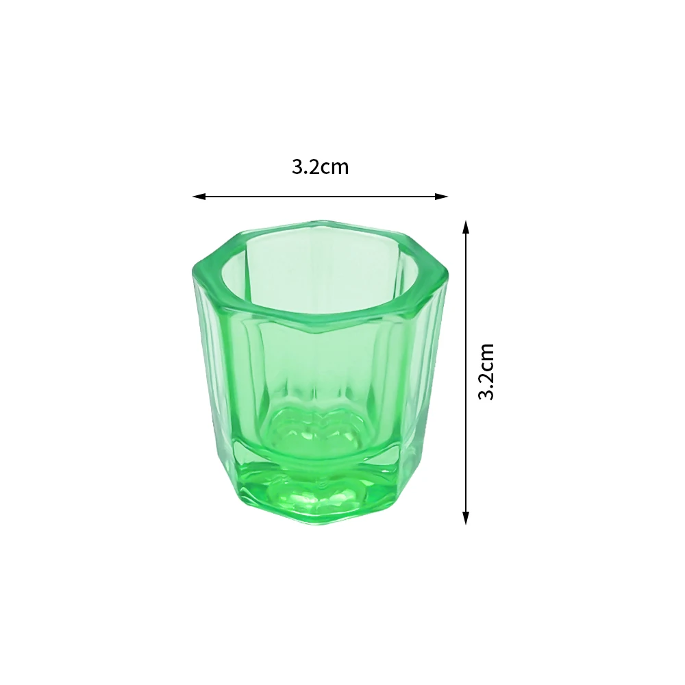 6pcs Tandheelkundige Mengbeker Glazen Kommen Nail Crystal Art Achthoekige Verzoenen Cups Tandheelkunde Lab Vloeibare Poeder Container Tandarts Gereedschap