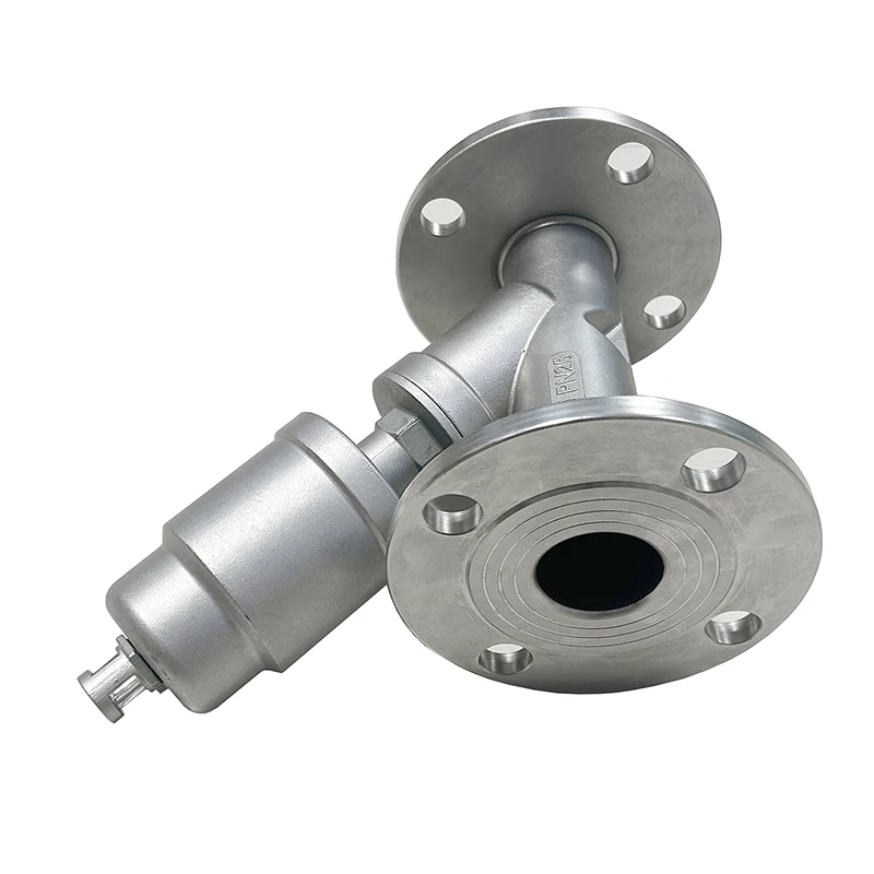 صمام لولبي DN15 DN20 DN25 DN32 DN50 Stainless Steel Flanged Pneumatic Angle Seat Valve Normally Closed/open Pneumatic ValvesFor Ste الهواء المضغوط — تفصيل 4