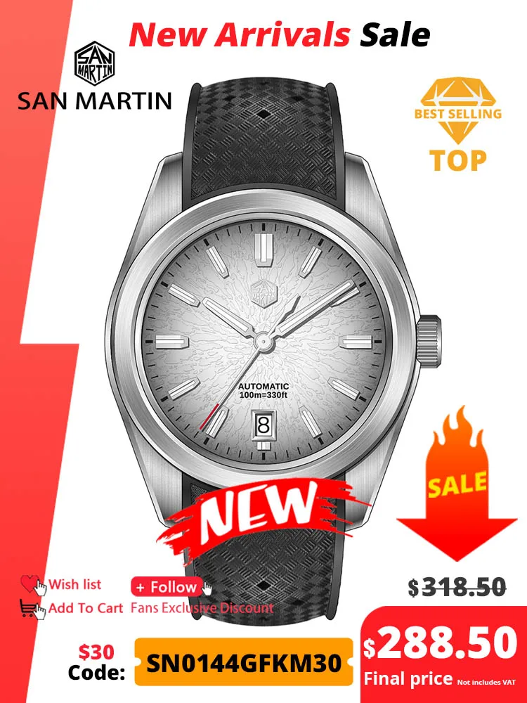 

San Martin FKM SN0144 JianZhan Dial Gada 36/39/42mm Men's Luxury Dress Automatic Mechanical Watch Miyota 9015 Original Design