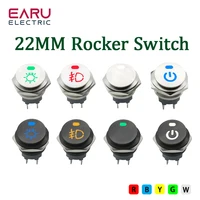22mm 2NO interruptor basculante de botón de Metal de acero inoxidable 15A 12V autobloqueo dos posiciones interruptores de palanca de coche 250V 16A 4 pines rojo