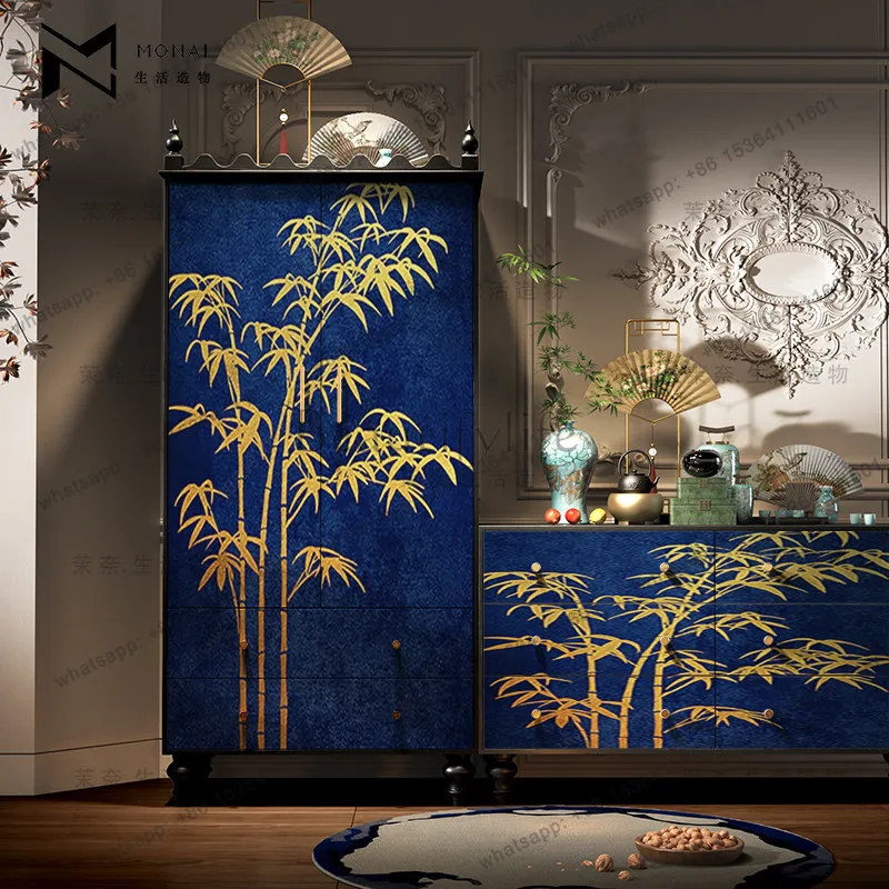 Factory Direct Sales Chinese Style Solid Wood Wardrobe, Living Room Storage, Bedroom, Bedside Storage, French Retro High-end Fee