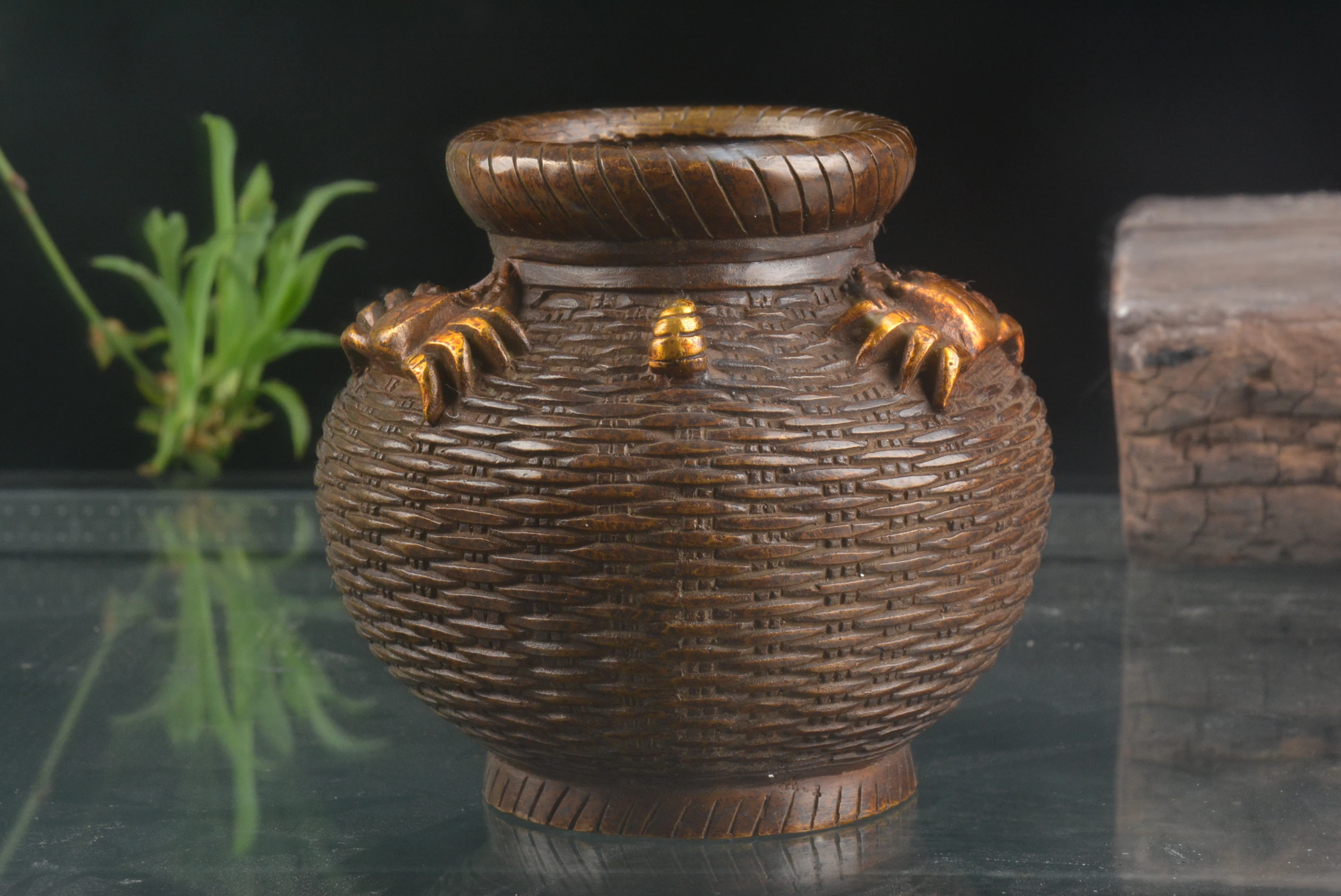 Rare Antique Tibet copper spider jar statue,Hand-carving crafts,Collection&Adornment,Free shipping