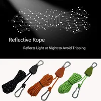 10Pcs 5m Reflective Camping Tent Rope Tie Down Fastener Fixed Buckle Pulley Tensioner Ratchet Hangers Awning Wind Rope Outdoor 2