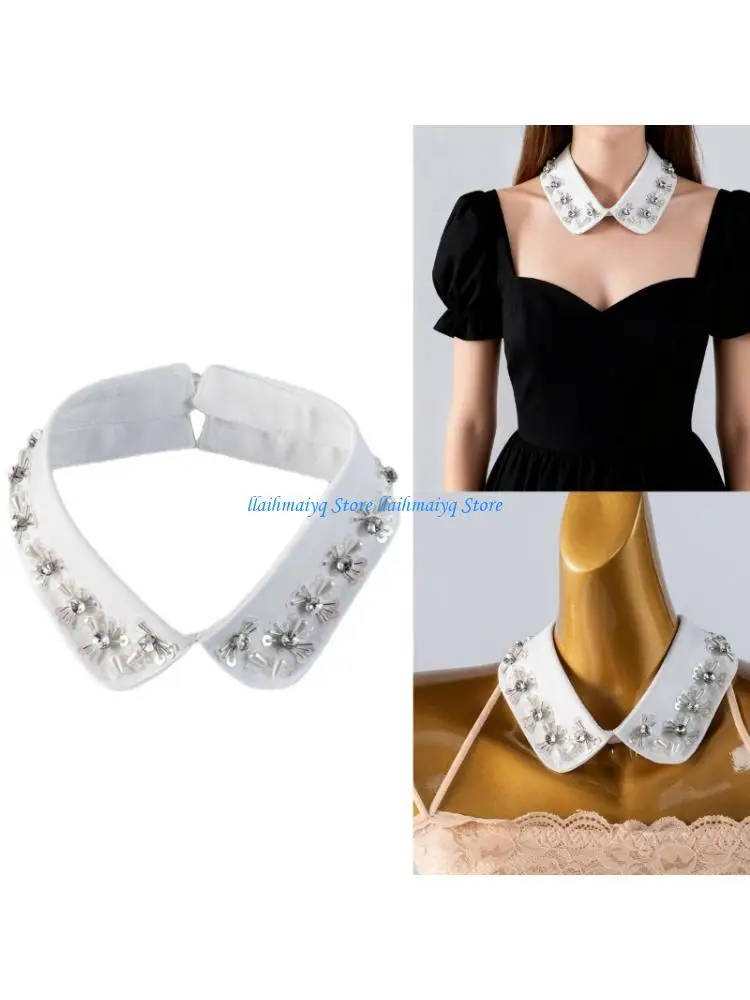573B Elegant False Collar Detachable Neckwear for Women Everyday Outfit Enhancement