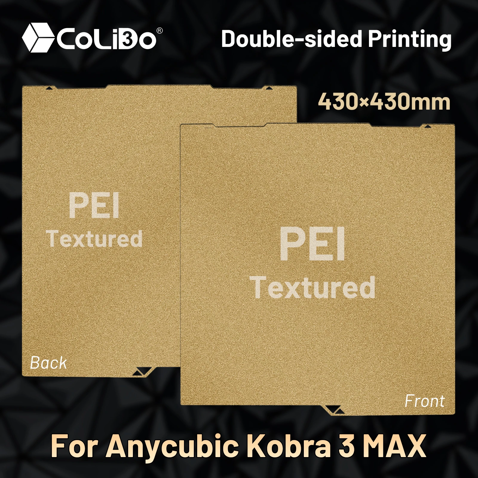 For Anycubic Kobra 3 Max Build Plate PEO PET Double Sided 430x430mm Spring Steel Sheet Textured PEI Plate For Kobra 3 Max Combo
