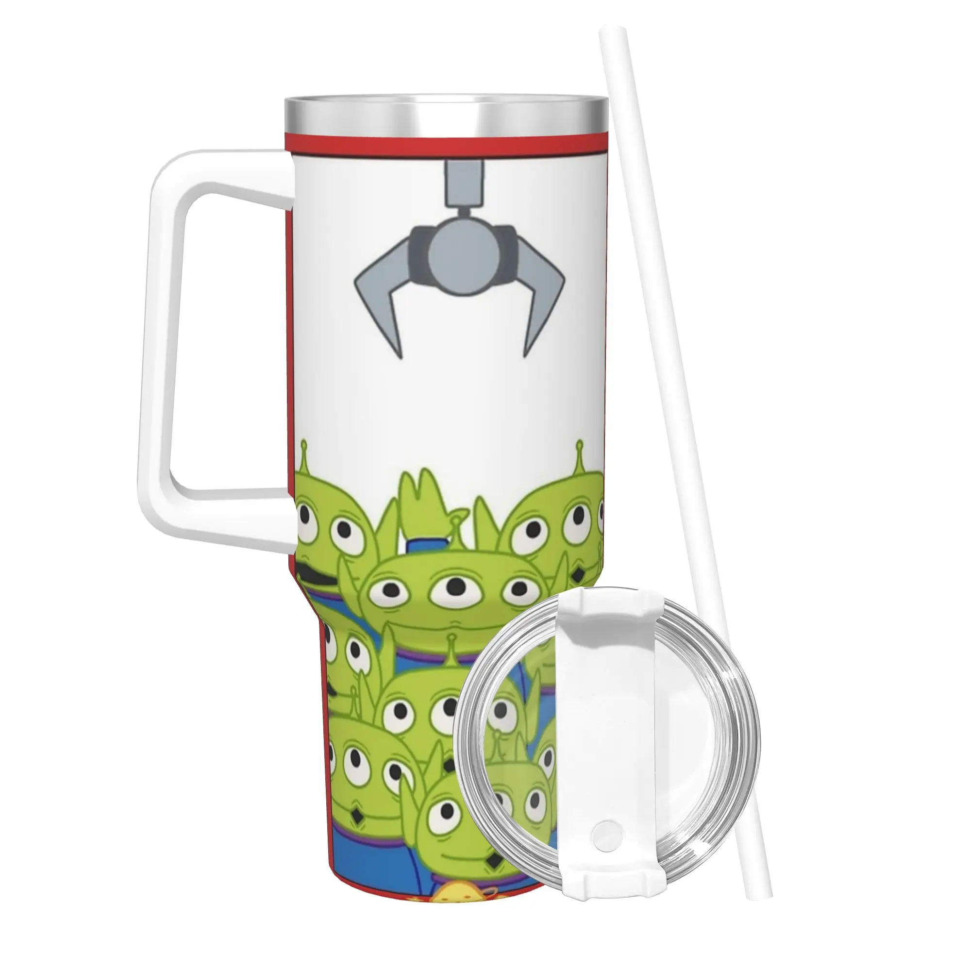 

Маленький зеленый мужской изолированный стакан «История игрушек» с соломенной крышкой, термокружка из нержавеющей стали, офисная домашняя машина, чашка для бутылки