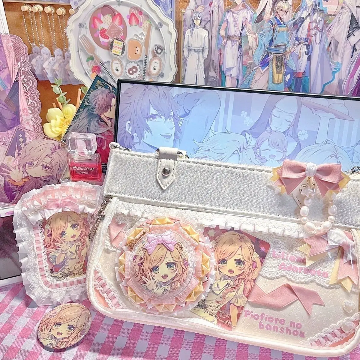 Xiuya Lolita-Sacs à main doux pour femmes, sac à bandoulière Kawaii, sac initié japonais, sacs en satin mignons pour dames, sacs décontractés et mignons, tendance 2024