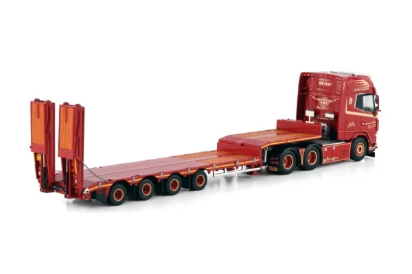 Diecast Model WSI 1:50 Scale DAF XG+6X2 Tag Axle Tractor,Low Board Transport Truck Trailer Vehicle Alloy Model Gift, 01-4684