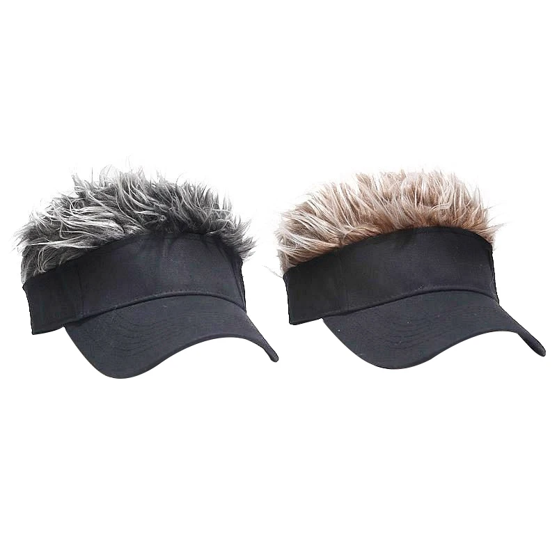 Casual Concise Men Women Sun Shade Adjustable Sun Visor Baseball Cap With Spiky Hairs Wig Spiked Wigs Baseball Hat