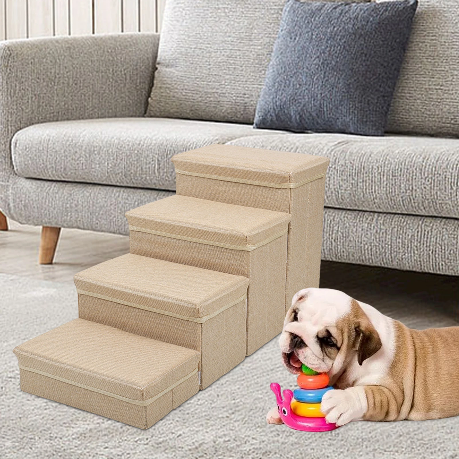 Dog Stairs Ladder Pet Steps Climbing Pet Supplies Dog Ramp Puppy Stairs Dog Climbing Ladder Folding Pet Steps for Indoor Dogs