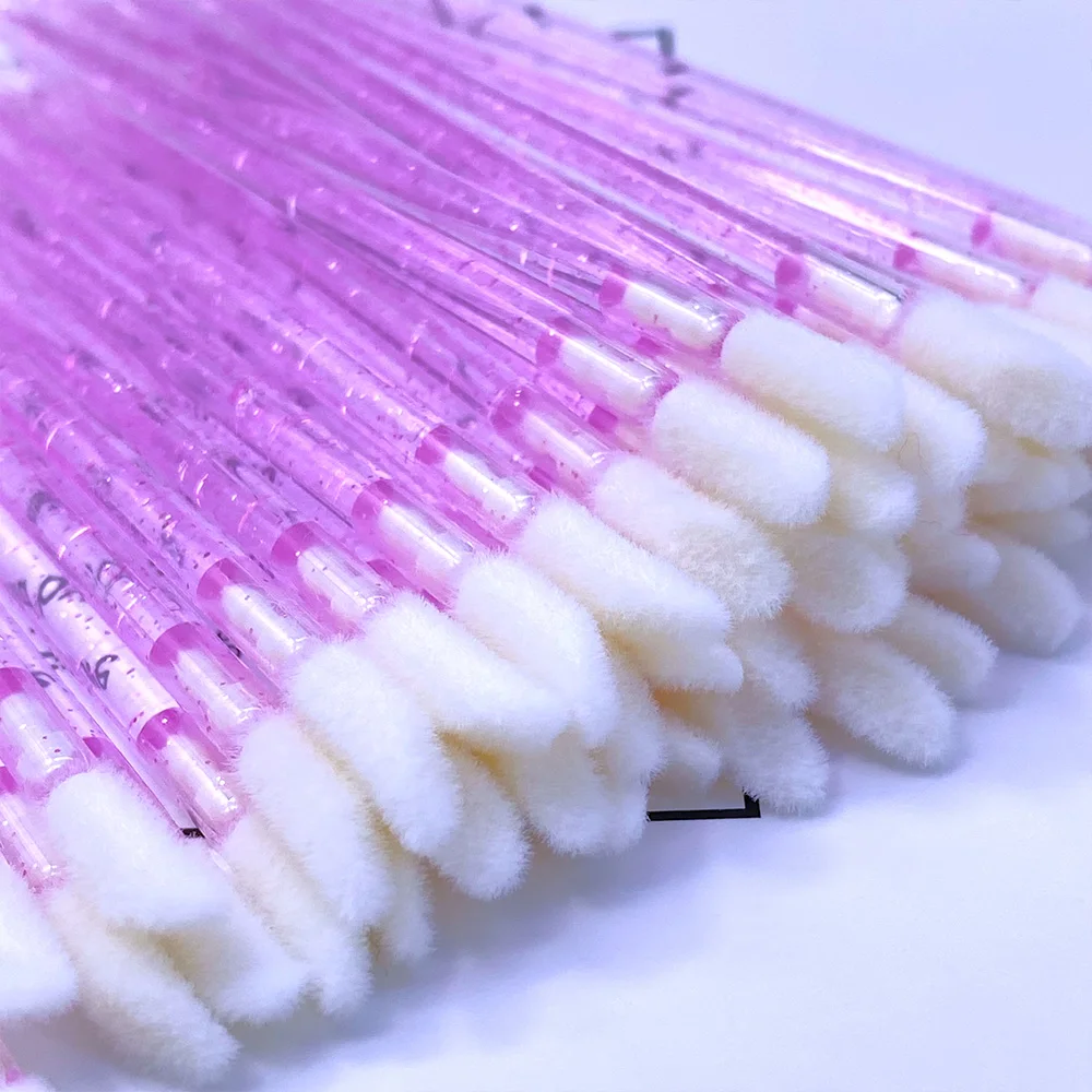 50Pcs Crystal Eyelashes Brushes Individual Lash Removing Cleaning Mascara Applicator Lip Brushes Makeup Eyelash Extension Tools