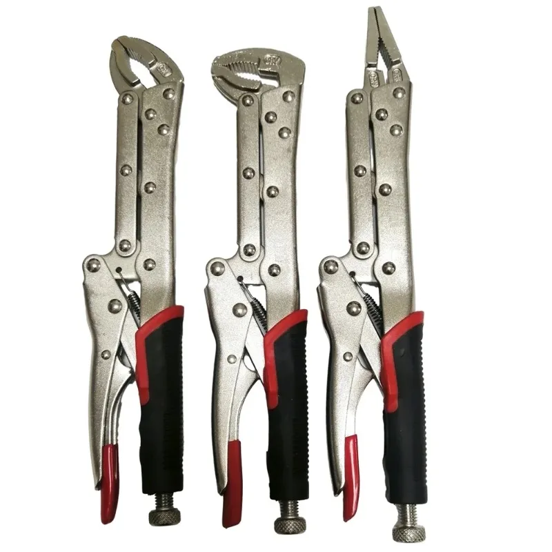 3Pcs 12 Inch Extra Long Reach Locking Pliers TPR Handle Straight 45/80 Degree Hand Tools for Vehicle Repair