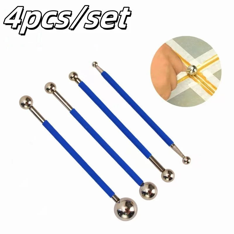 

4pcs/set Professional Tile grout tool Double Steel Pressed Ball Repairing Stick Diy Polymer Clay Sculpture Toy Modelling Set
