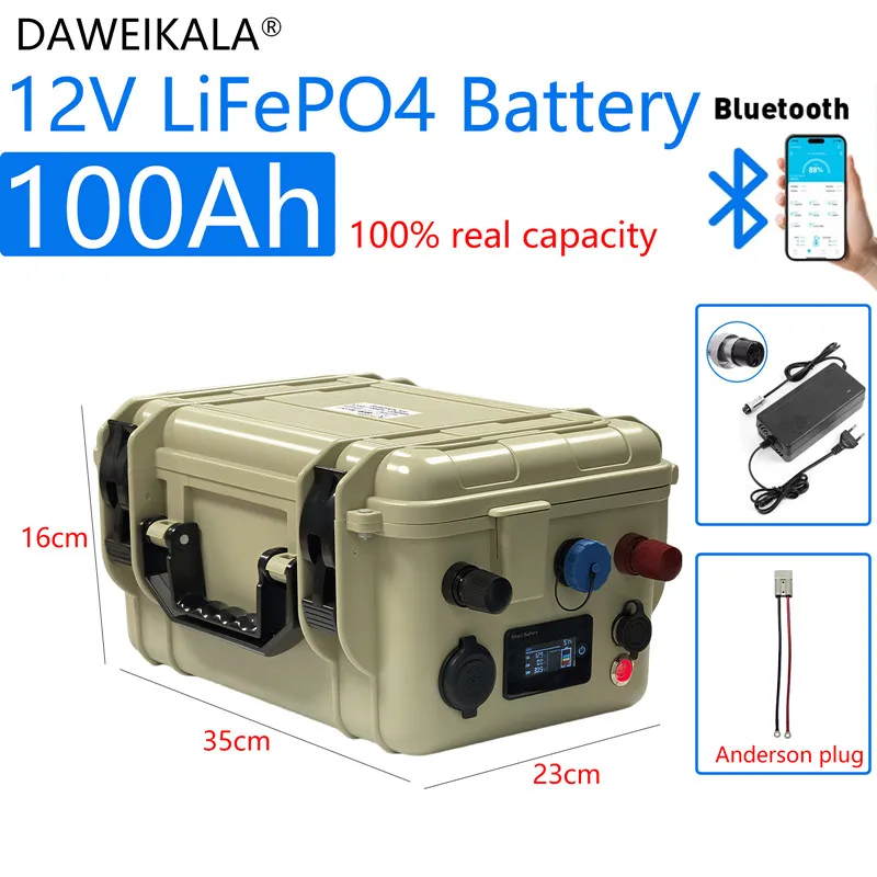 

100% оригинальный новый продукт: литий-железо-фосфатный аккумулятор 100 Ач со встроенной BMS и Bluetooth + зарядное устройство