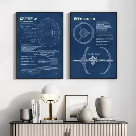 Rymdskeppsritning Star Trek-affisch Självhäftande konst Vattentät pappersklistermärke Kaffehus Barrum Väggdekor 11 best sales Star Trek: Ringarna - №10