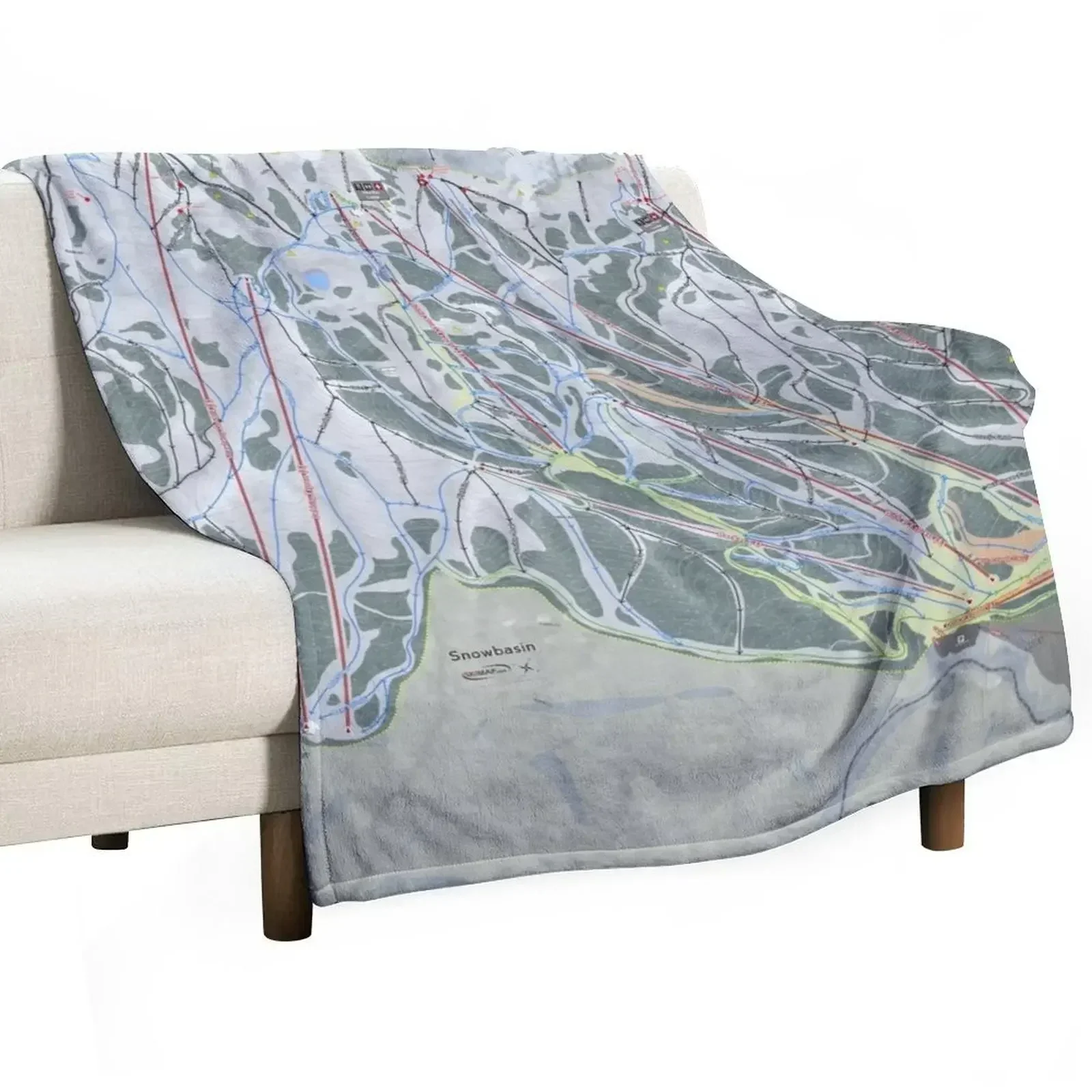 Snowbasin Resort Trail Map Throw Blanket christmas gifts Winter beds Blankets