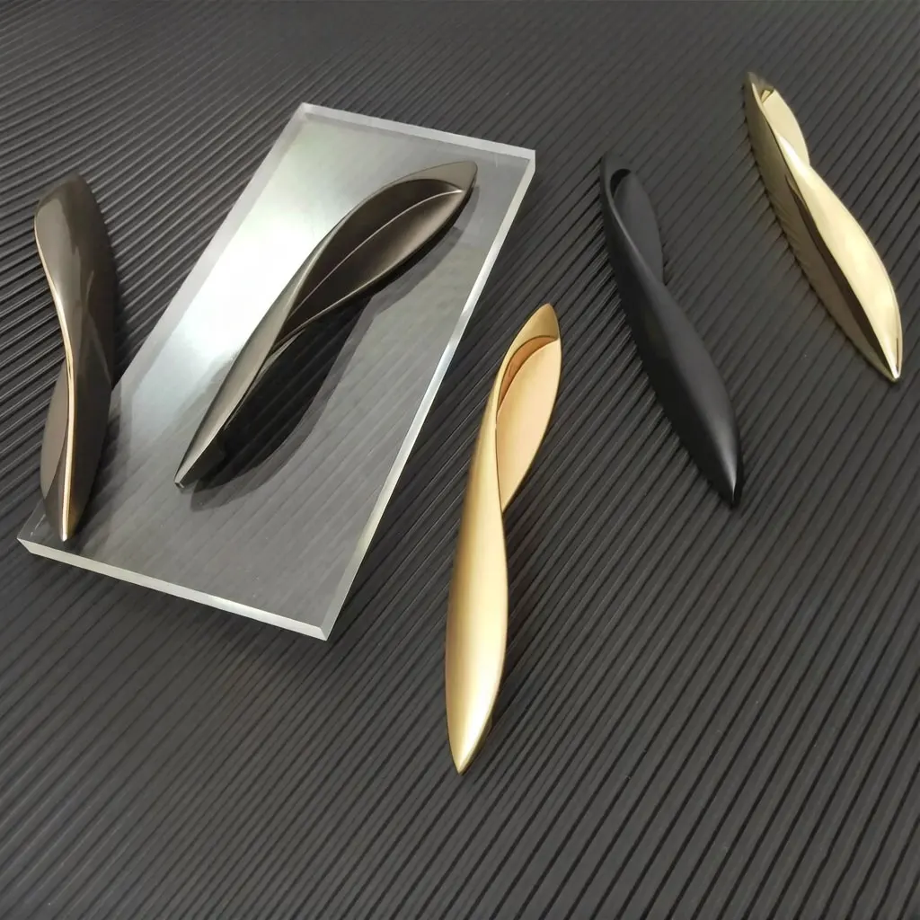 Modern Simple Cabinet Handles Black Gold Wardrobe Pulls Zinc Alloy Cupboard Handles Kitchen Accessories Furniture Hardware