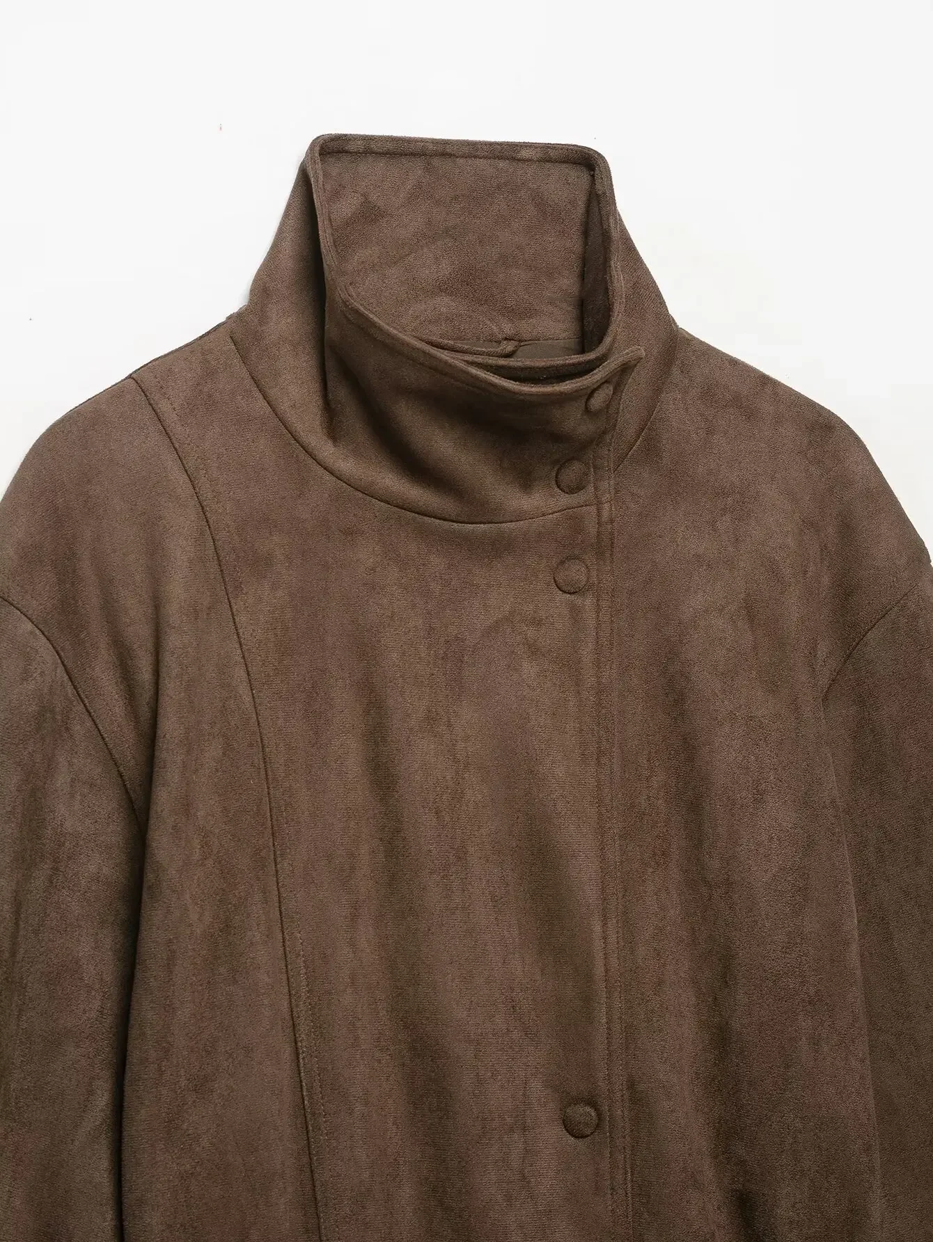 KONDALA Damen High-Street-Jacke Elegante Kunstwildleder-Jacke mit Gürtel und Stehkragen Neue 2026 Herbst-Winter Pendler-Damen-Kurzjacke – Detail 9