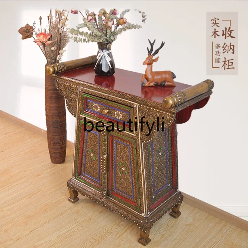 

ss25 Entrance cabinet South East Asia style furniture living room solid wood retro partition decorative storage cabinet