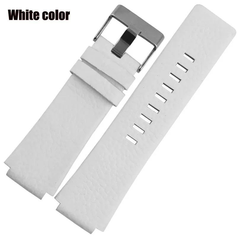 28X18mm 30X22mm Convex Mouth Genuine Leather Watchband for Diesel DZ1089 DZ1123 DZ1132 Replacement Watch Strap Black Brown White