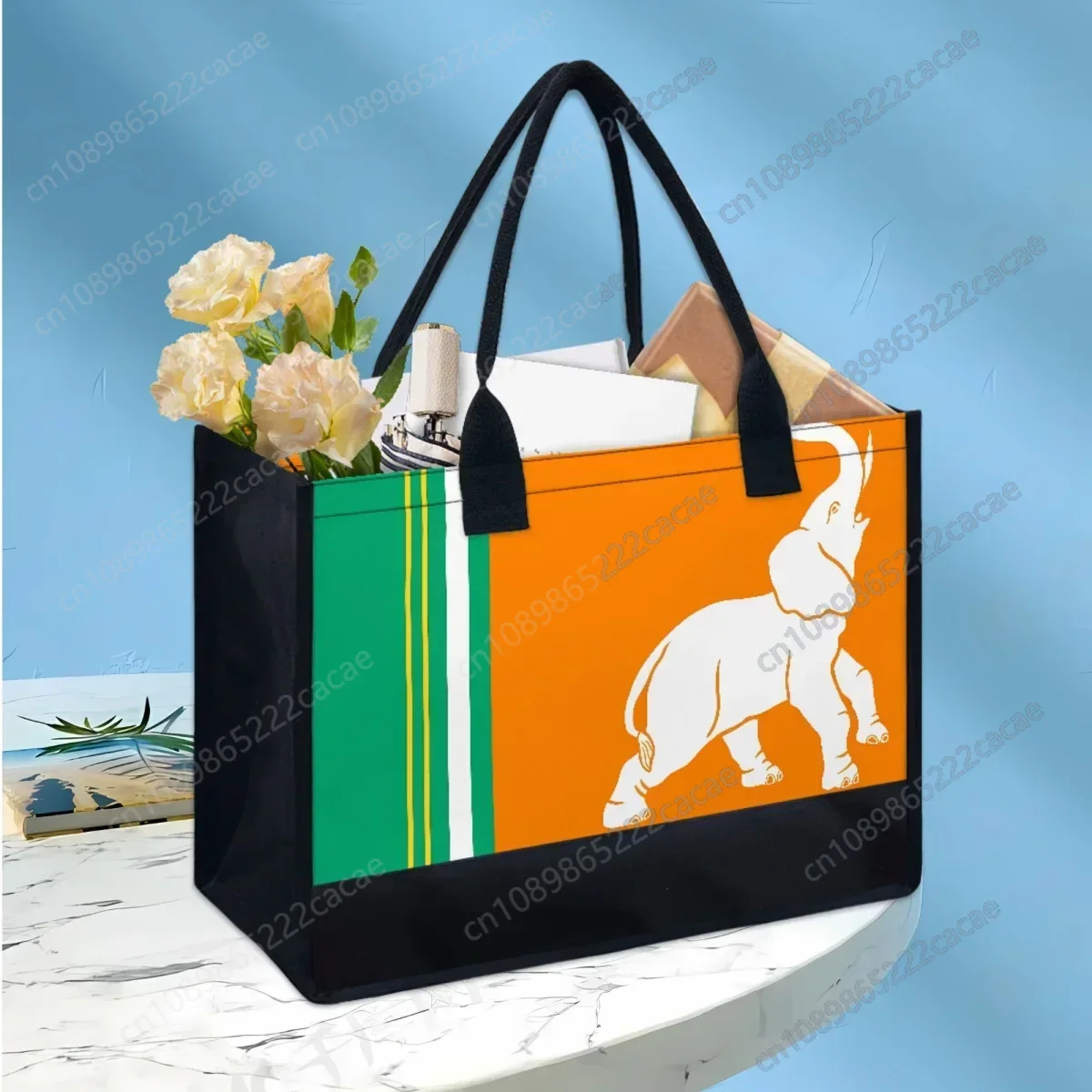 

Totes Female Ivory Coast Flag Elephant Designer Casual Top Handle Shoulder Bags Outdoor Commuter Travel Portable Beach Bags 2023