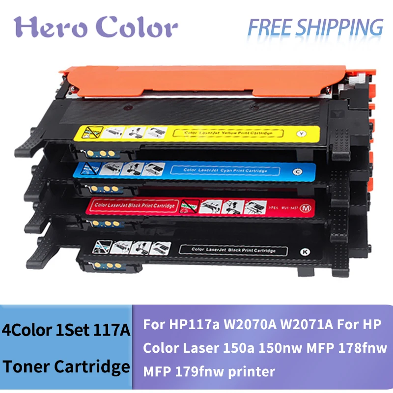 

4Color 1Set 117A Toner Cartridge Compatible For hp117a W2070A W2071A For HP Color Laser 150a 150nw MFP 178fnw MFP 179fnw printer