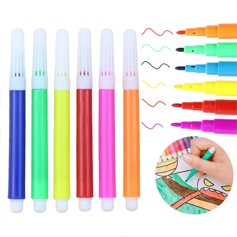 12/24pack Watercolor Markers Mini 6-Color Pens Graffiti Painting Student Supplies Canvas Painting Paper DIY Drawing Props TMZ
