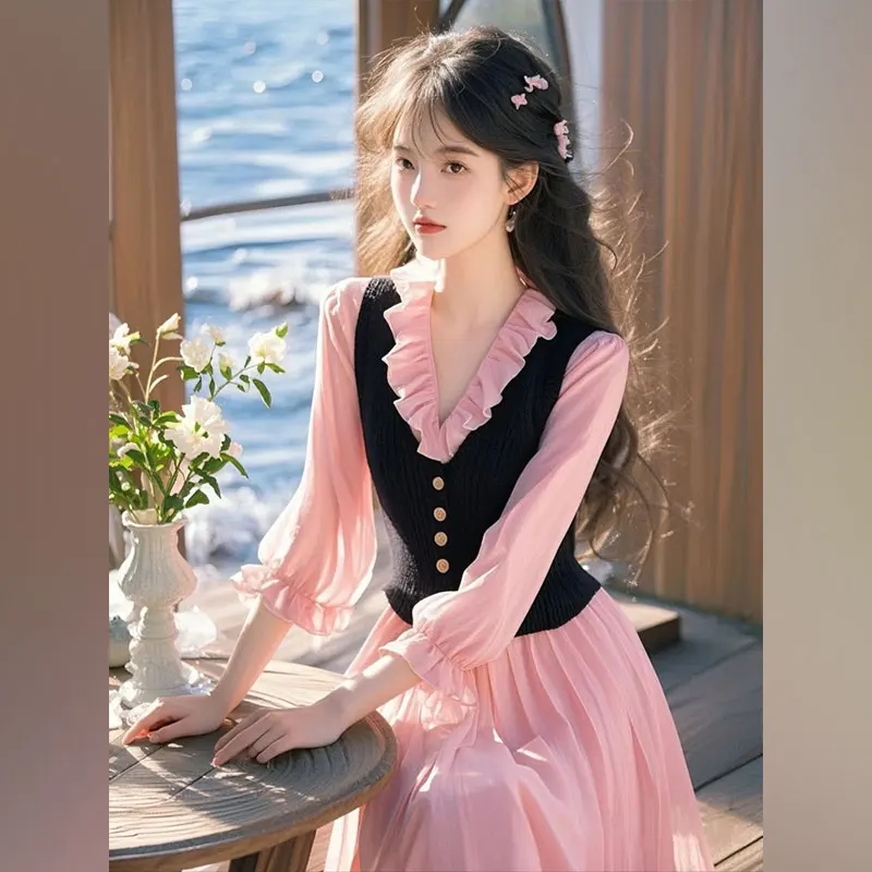 

Весенний новый женский модный комплект больших размеров, красивая сливово-красная юбка-миди Dr Ele Agel с застежкой на талии, длинная све