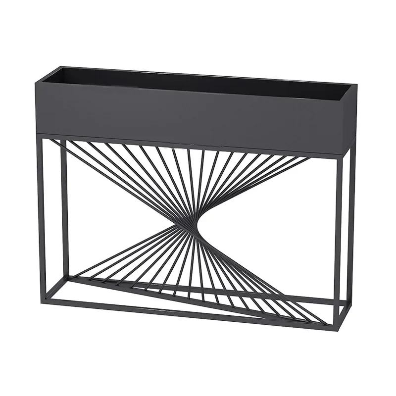 Outdoor rectangular white green plant fence flower box, modern restaurant partition flower trough