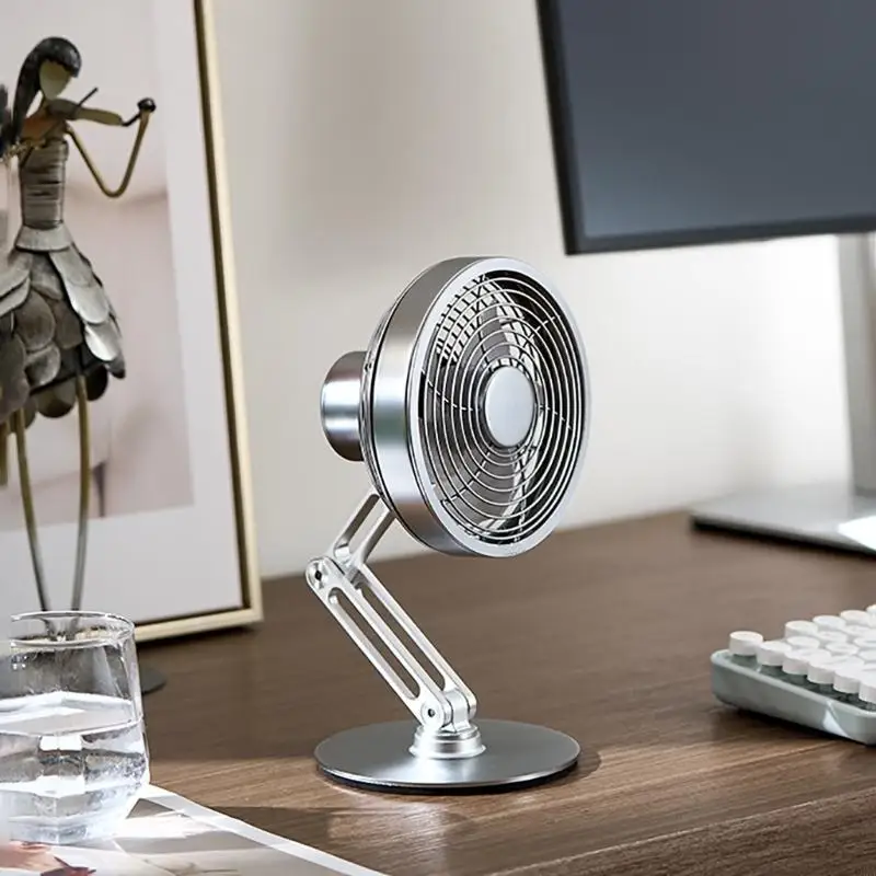 Metal Fan Noiseless 5.6" USB Desk Fan  Powerful USB Desktop Fan 360Rotatable 