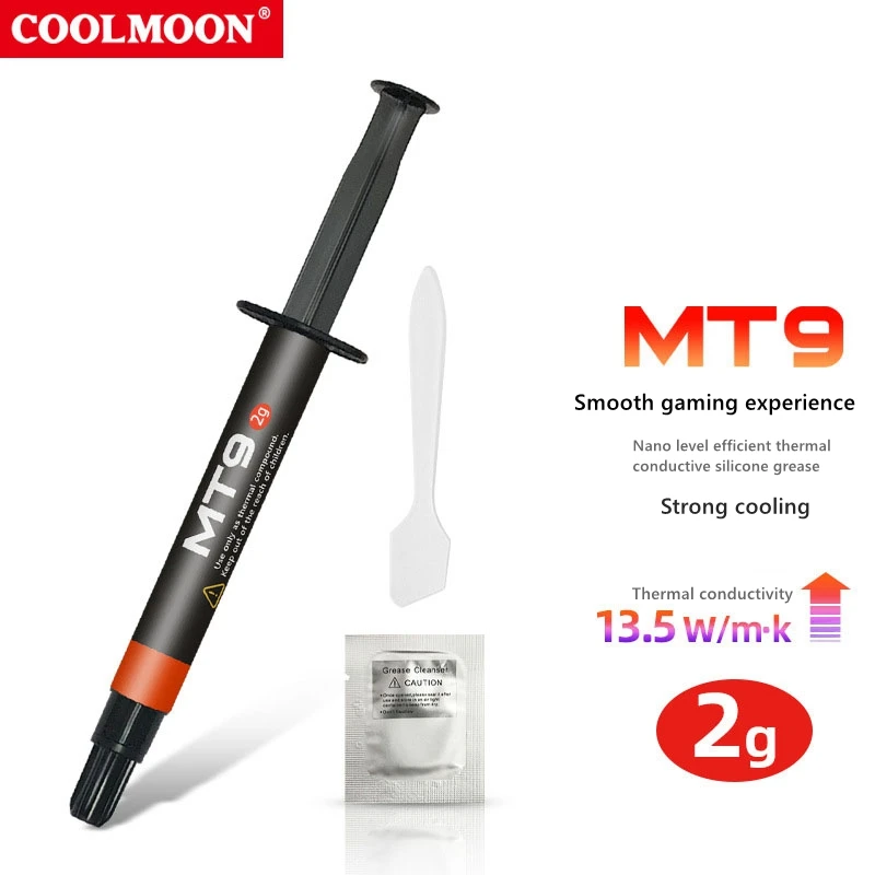 COl'hyMOON MT9-Graisse thermique en silicone pour ordinateur de bureau, pâte thermique à dissipation thermique, processeur, carte de fouille, haute conductivité, 13.5W