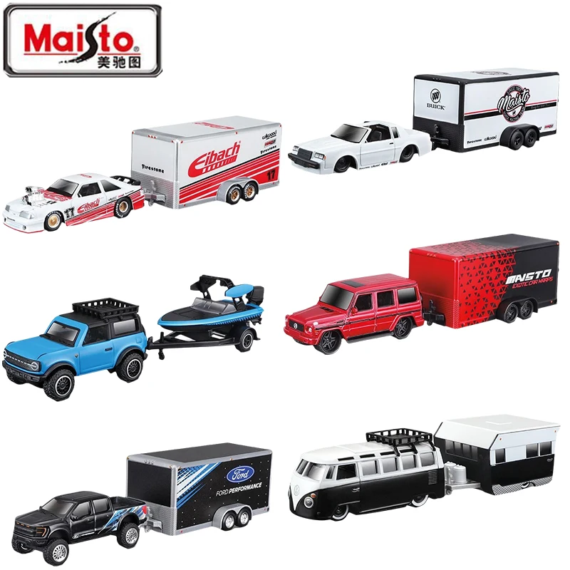 Maisto Original Genuine 1/64 Buick Benz Volkswagen Alloy Trailer Transportation Car Simulation Model Toys Collection Ornaments