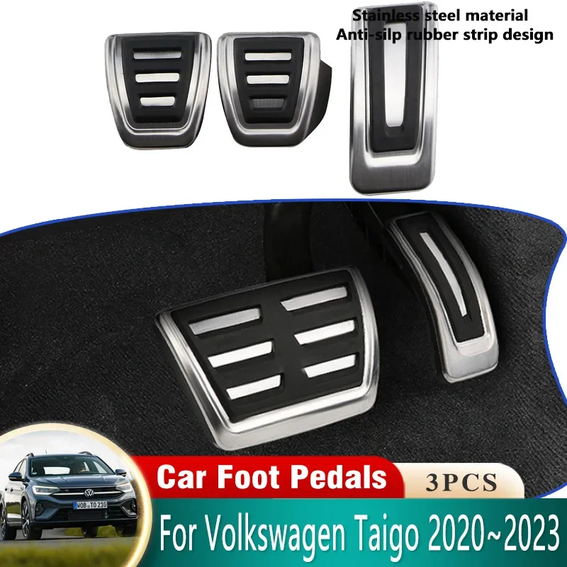 For Volkswagen VW Taigo 2022 2020~2023 2021 Car Pedals Stainless Steel Brake Non-slip No Drilling Restfoot Pedal Car Acessories