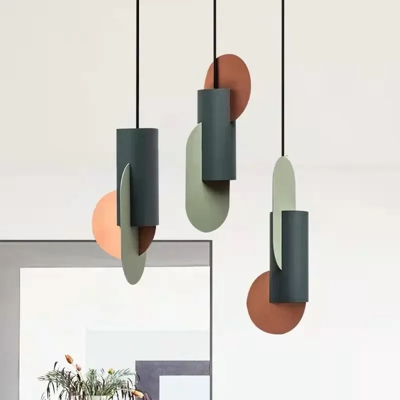 

Nordic Creative Color Blocking Single Head Small Chandelier Office Living Room Soft Decoration Restaurant Bedside Chandelier